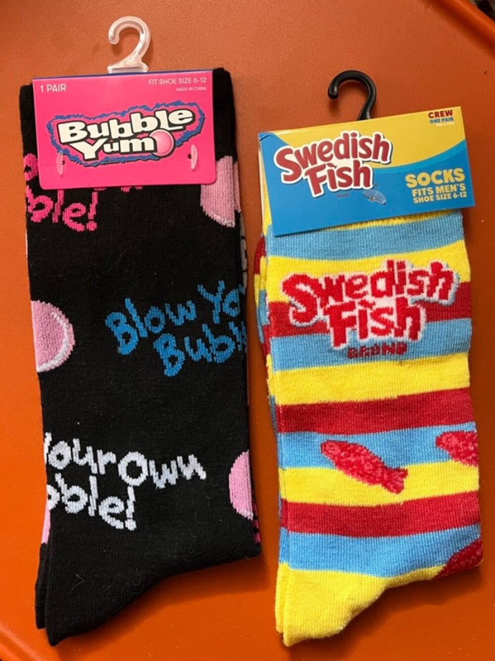 Cute NWT Candy Crew Socks! Bubble Yum and Swedish Fish. Fits Size Men's 6-12.